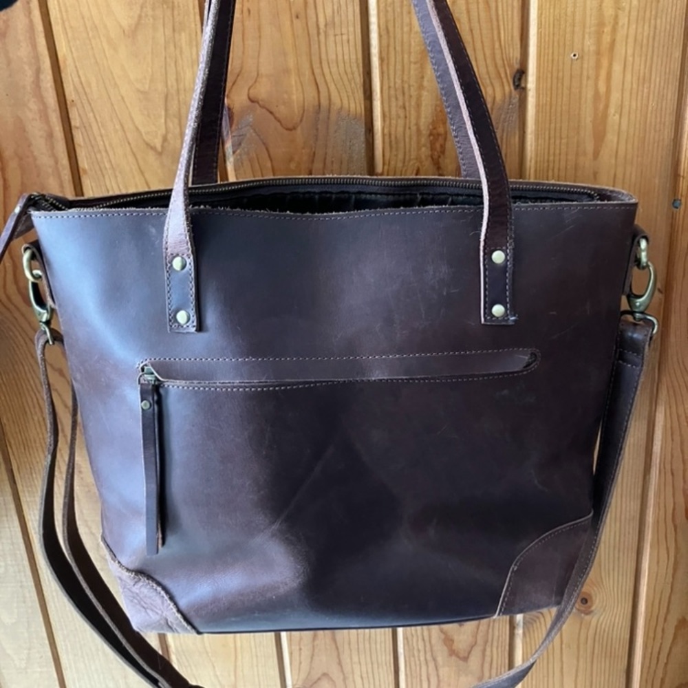 Handmade Genuine Leather Dark Brown Tote Bag